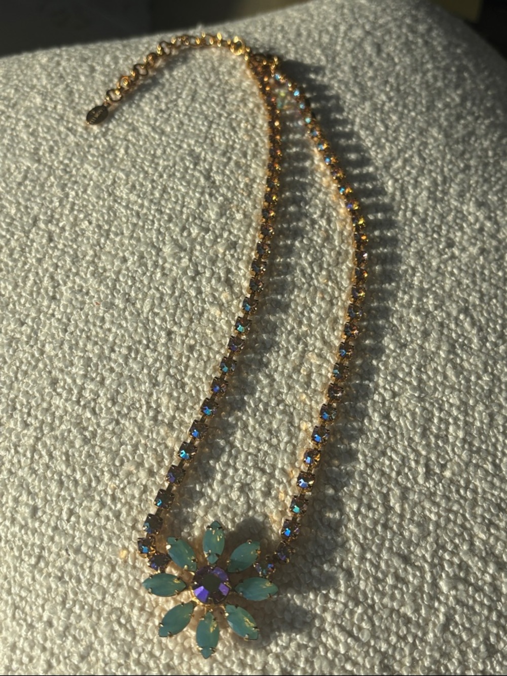 Sorrelli Gold-Tone Aqua Flower Pendant Necklace - Women Jewelry - Picture 4 of 5